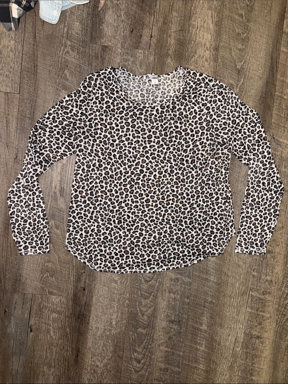 Leopard Print Long Sleeve Womens Top - Neutral